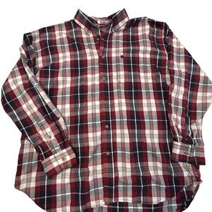 Knights of Round Table Men's Plaid Shirt Red and Black Large Long Sleeve RN63720